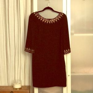 CLUNY long sleeve embellished shift dress
